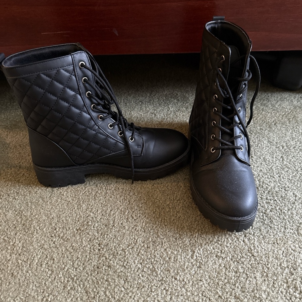 Olivia Miller Black Quilted Combat Boots
